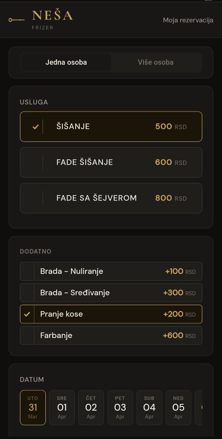 Web app za zakazivanje termina